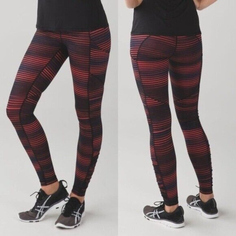 Lululemon Speed Tight IV Twisted Dune Alarming Black Yoga Leggings Size 10